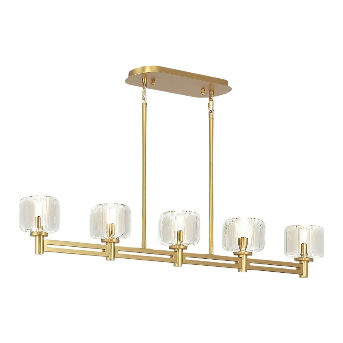 Brushed Metal Crystal Chandelier Gold / Rectangular-54in