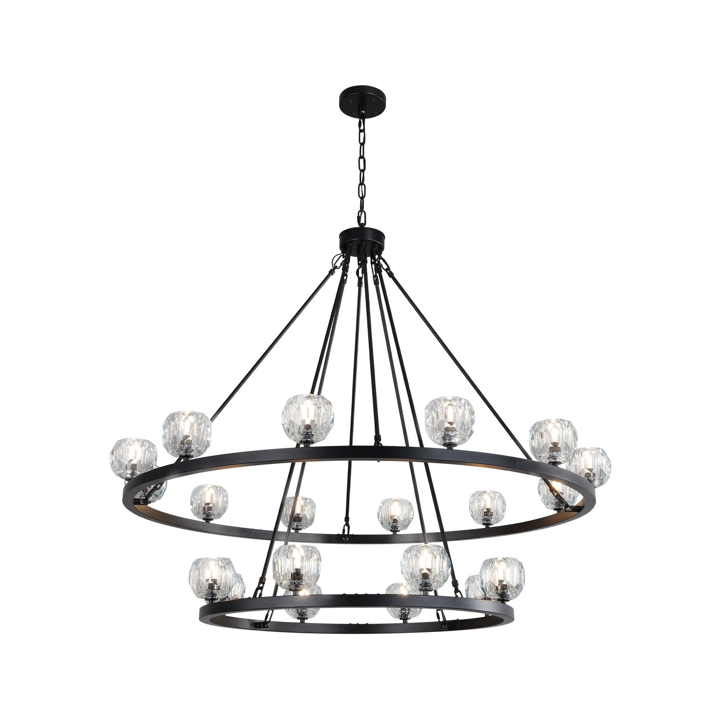 Modern Carriage Wheel Crystal Chandelier Black / Round D48’’ 2 Tier