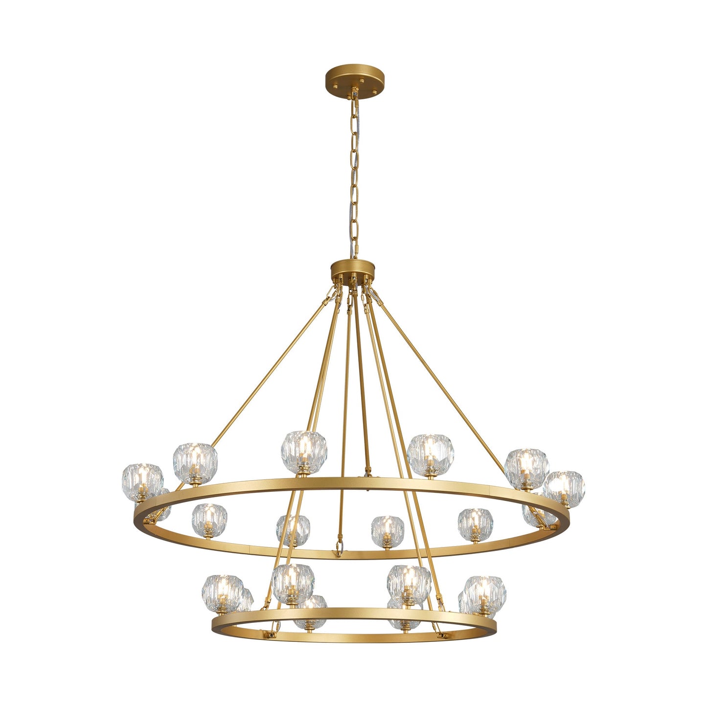 Modern Carriage Wheel Crystal Chandelier Gold / Round D48’’ 2 Tier