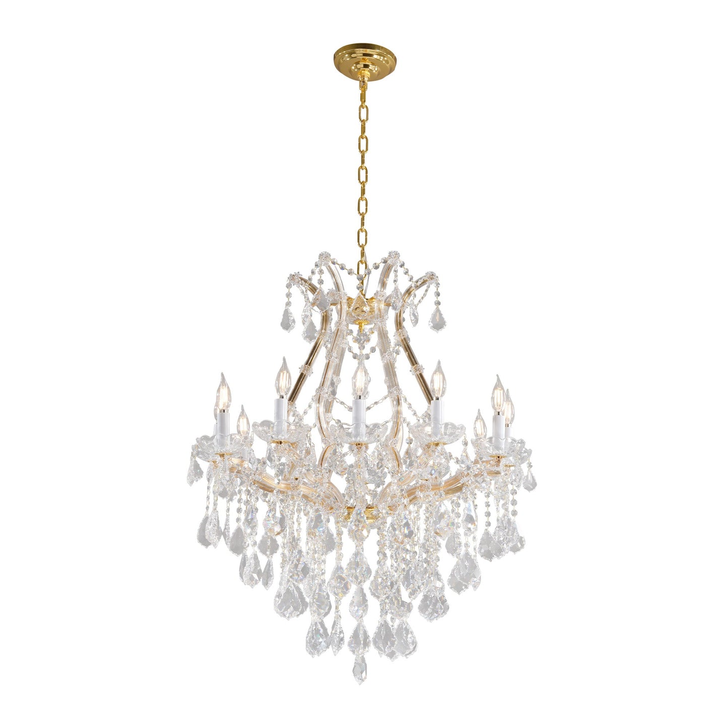 Modern Large Crystal Chandeliers Gold / 10Light