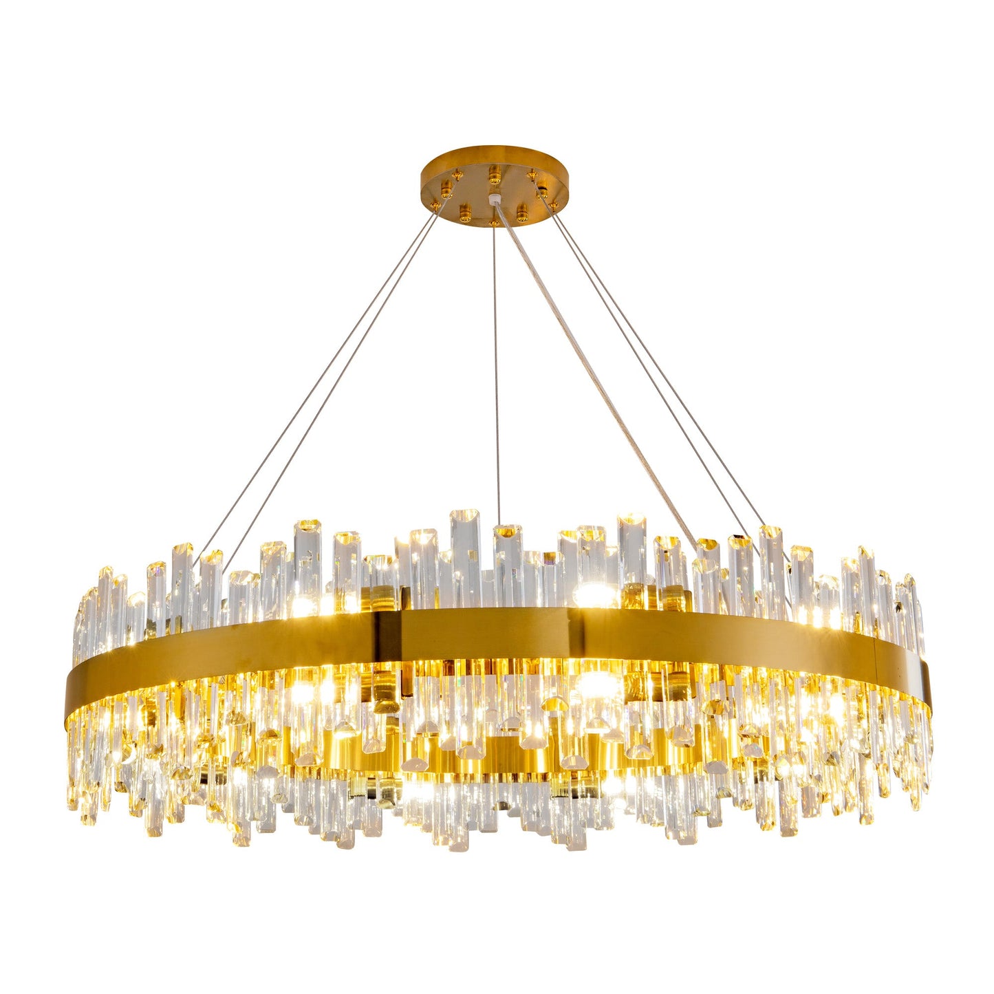 Modern Double Layer Crystal Chandelier Gold / Round D31.5’’