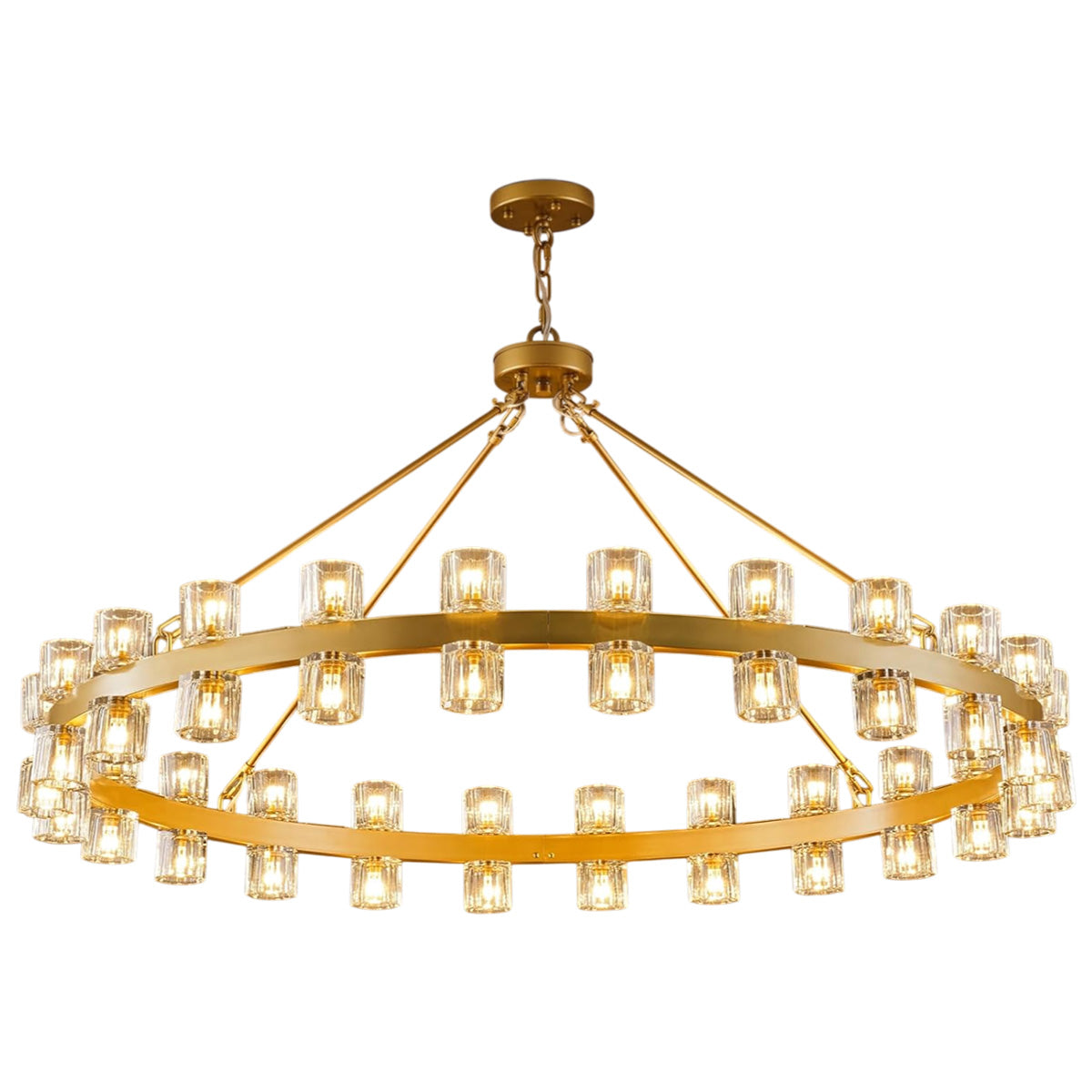 Modern Crystal Chandelier – Gold / Black – Multiple Sizes & Shapes Gold / Round - 48in - Chain