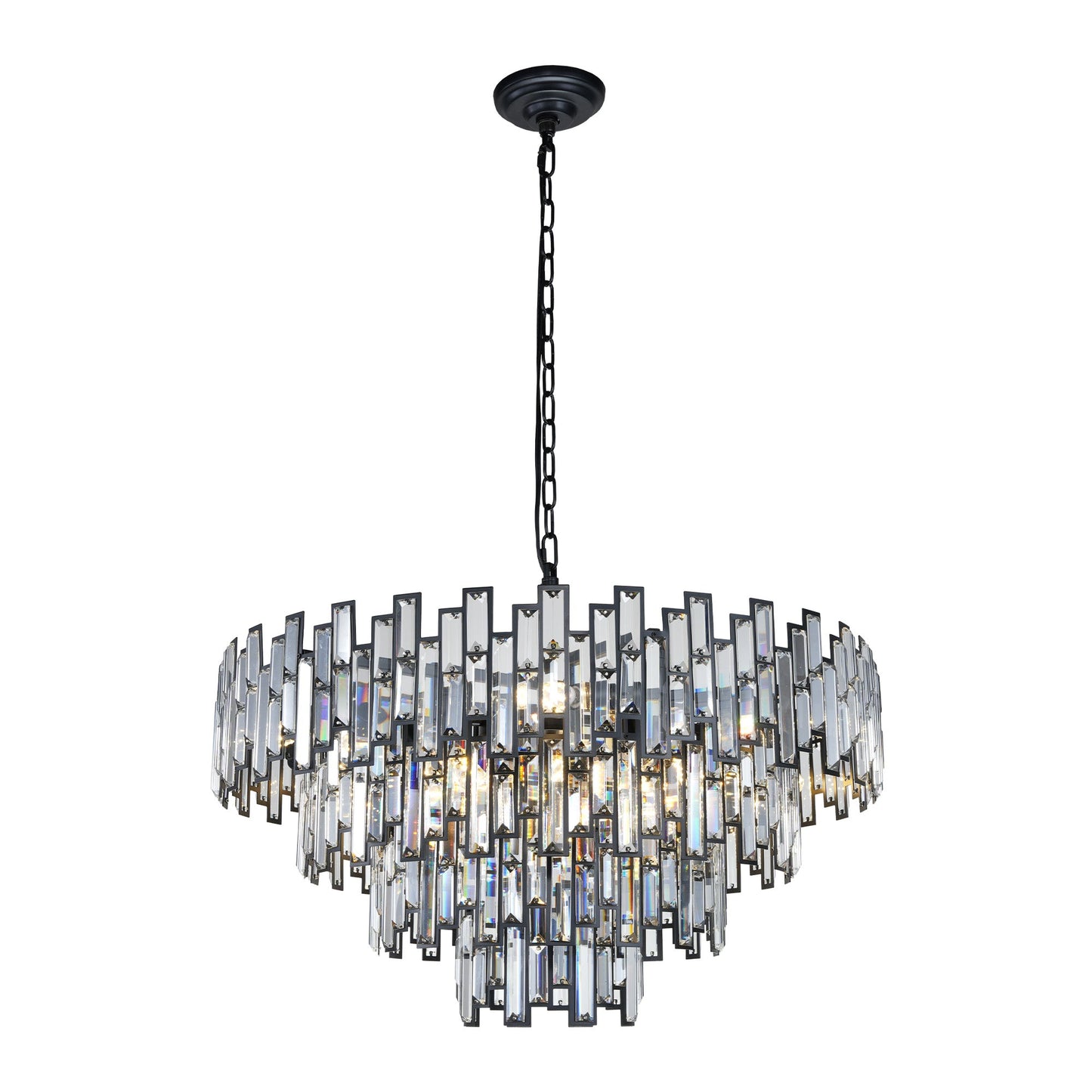 Crystal Round Chandelier Black / 31.5inch