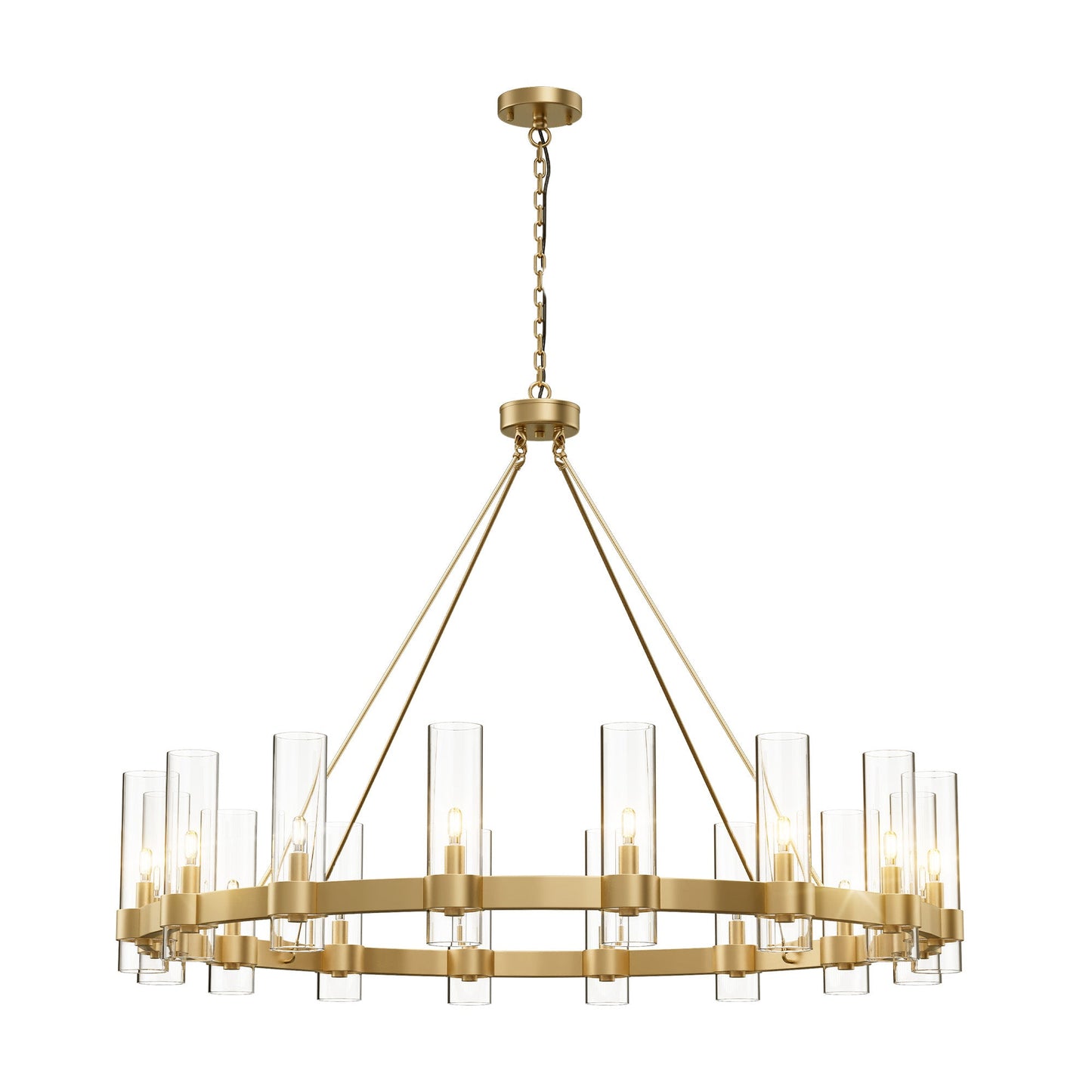 Copper plated modern glass lampshade chandelier 48in 1 Tier / Gold