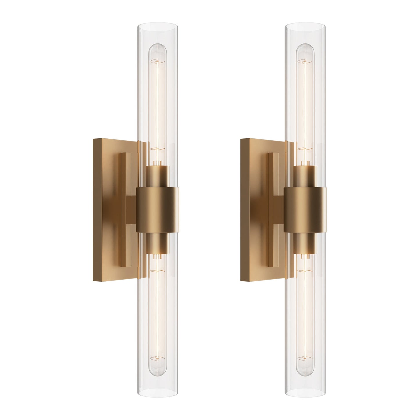 Glass tube copper walled lamp Gold / 2pc