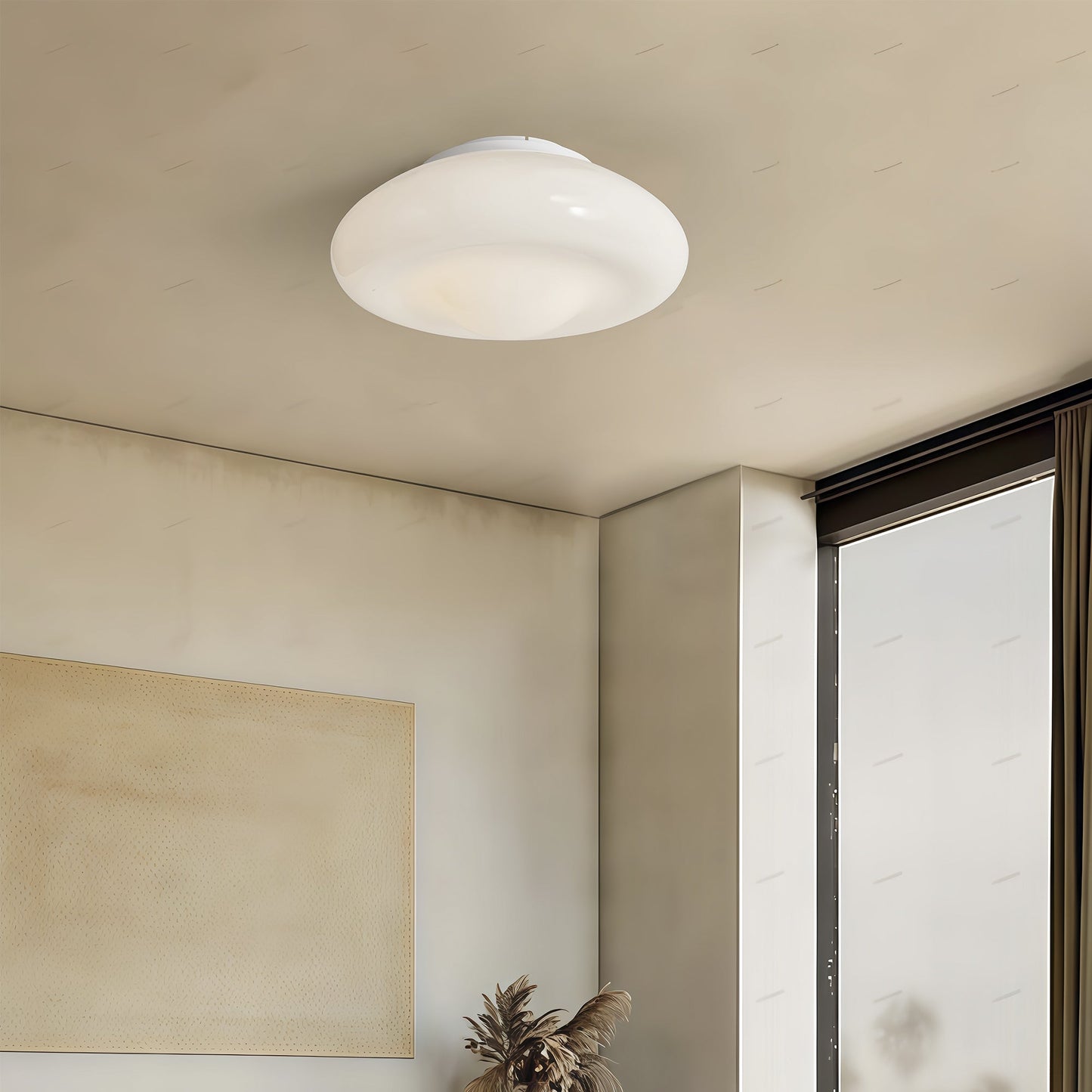 Modern white lacquered glass chandelier