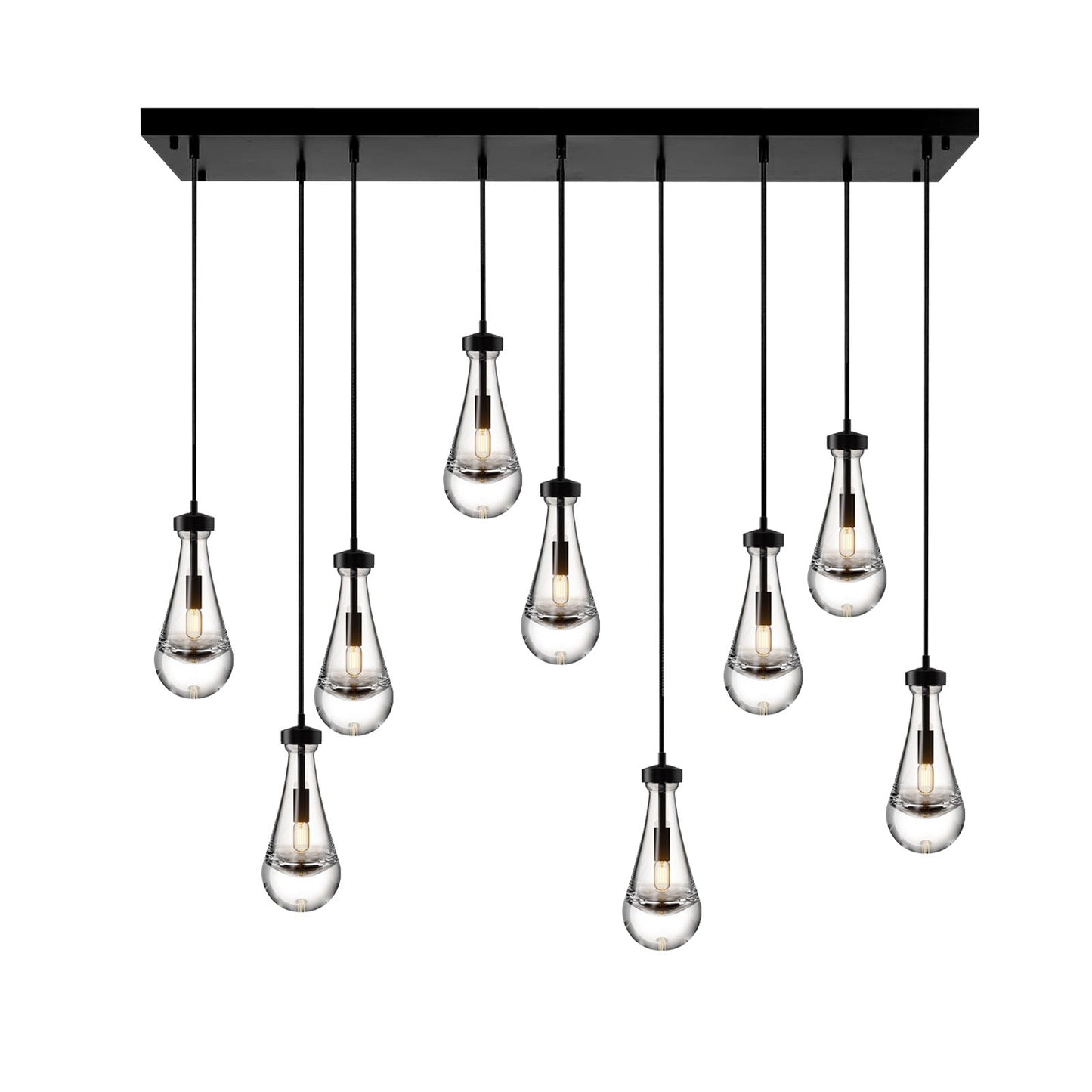 Raindrop-shaped island pendant lamp - 9 lamps