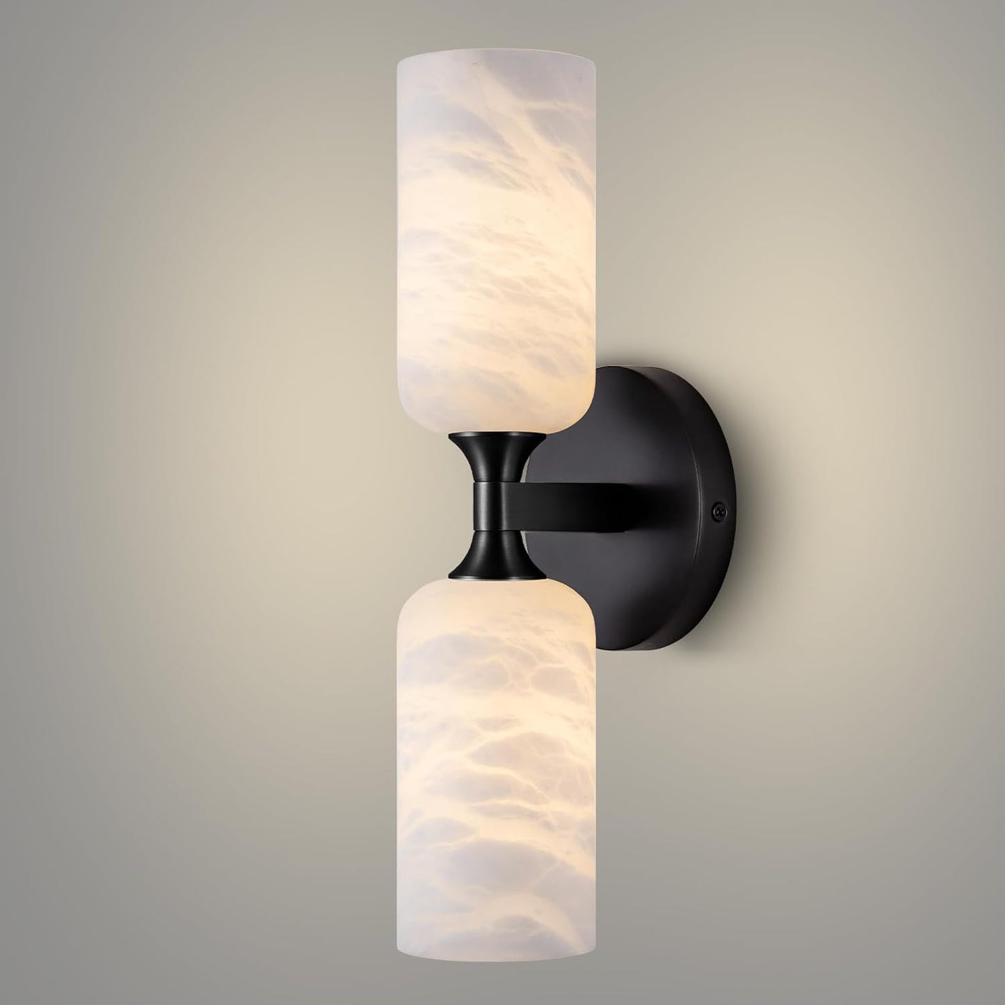 Premium Alabaster & Brass Wall Sconce Black-2 Light / Set of 1