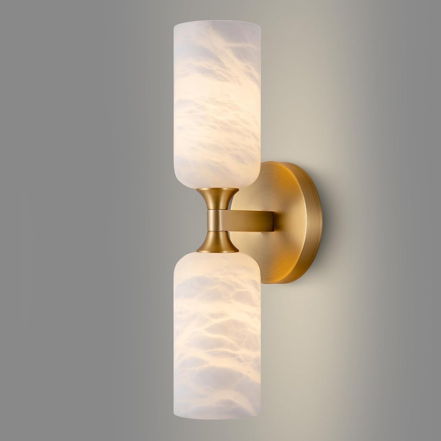 Premium Alabaster & Brass Wall Sconce Brass-2 Light / Set of 1