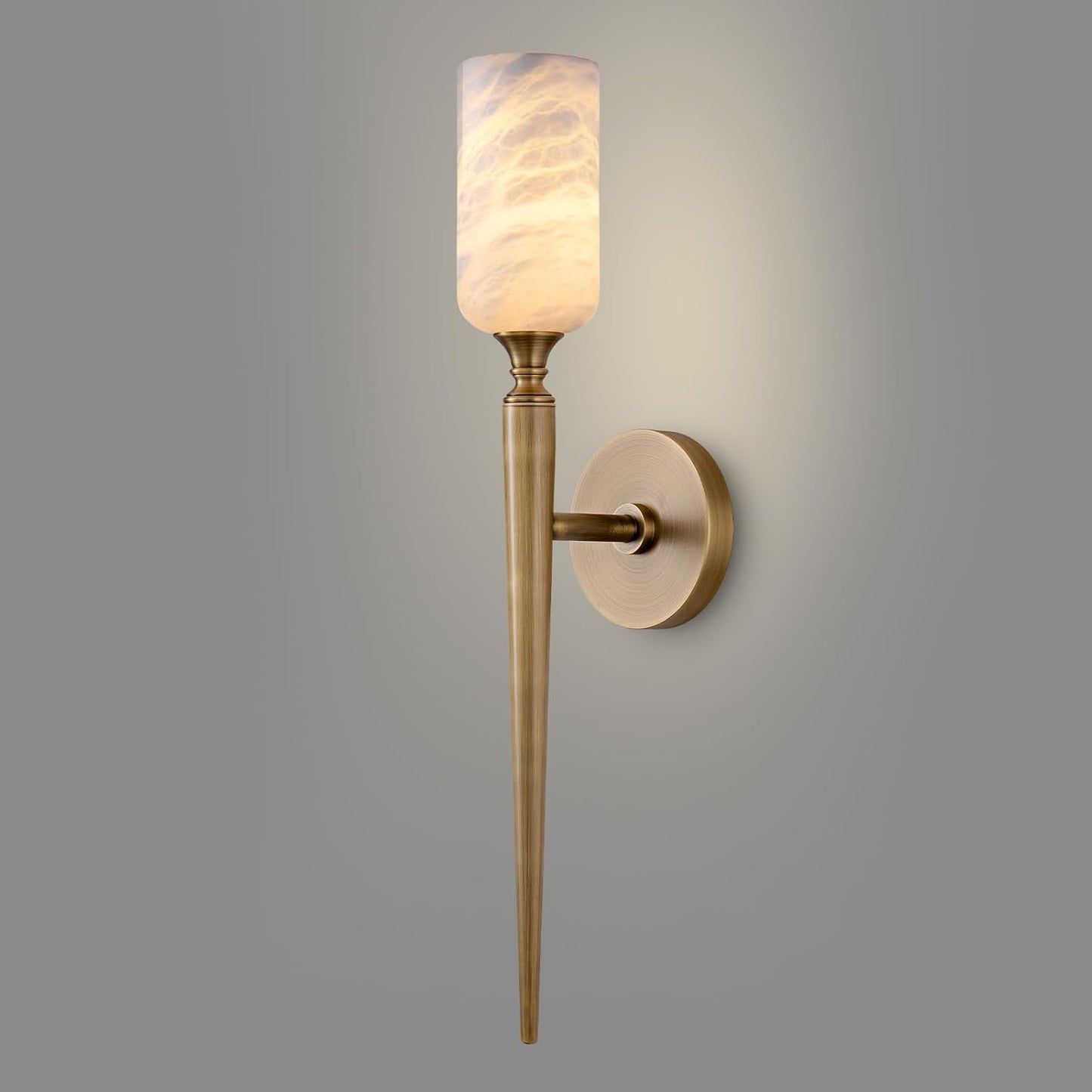 Premium Alabaster & Brass Wall Sconce Brass-1 Light / Set of 1