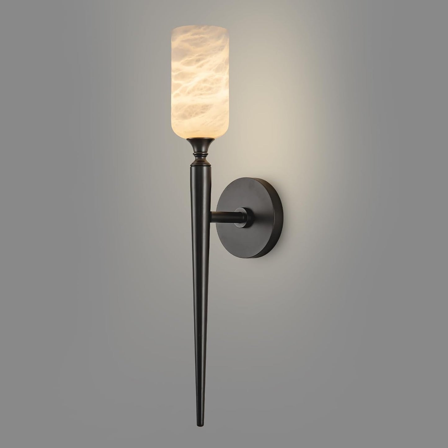 Premium Alabaster & Brass Wall Sconce Black-1 Light / Set of 1