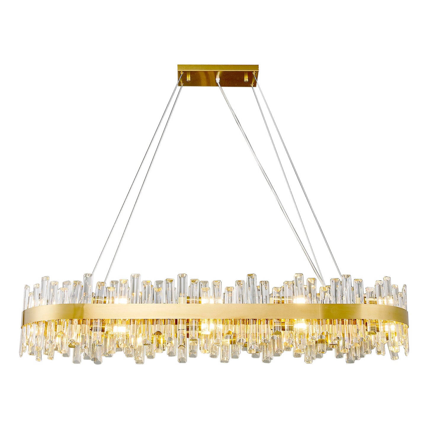 Modern Double Layer Crystal Chandelier Gold / Rectangle L52’’