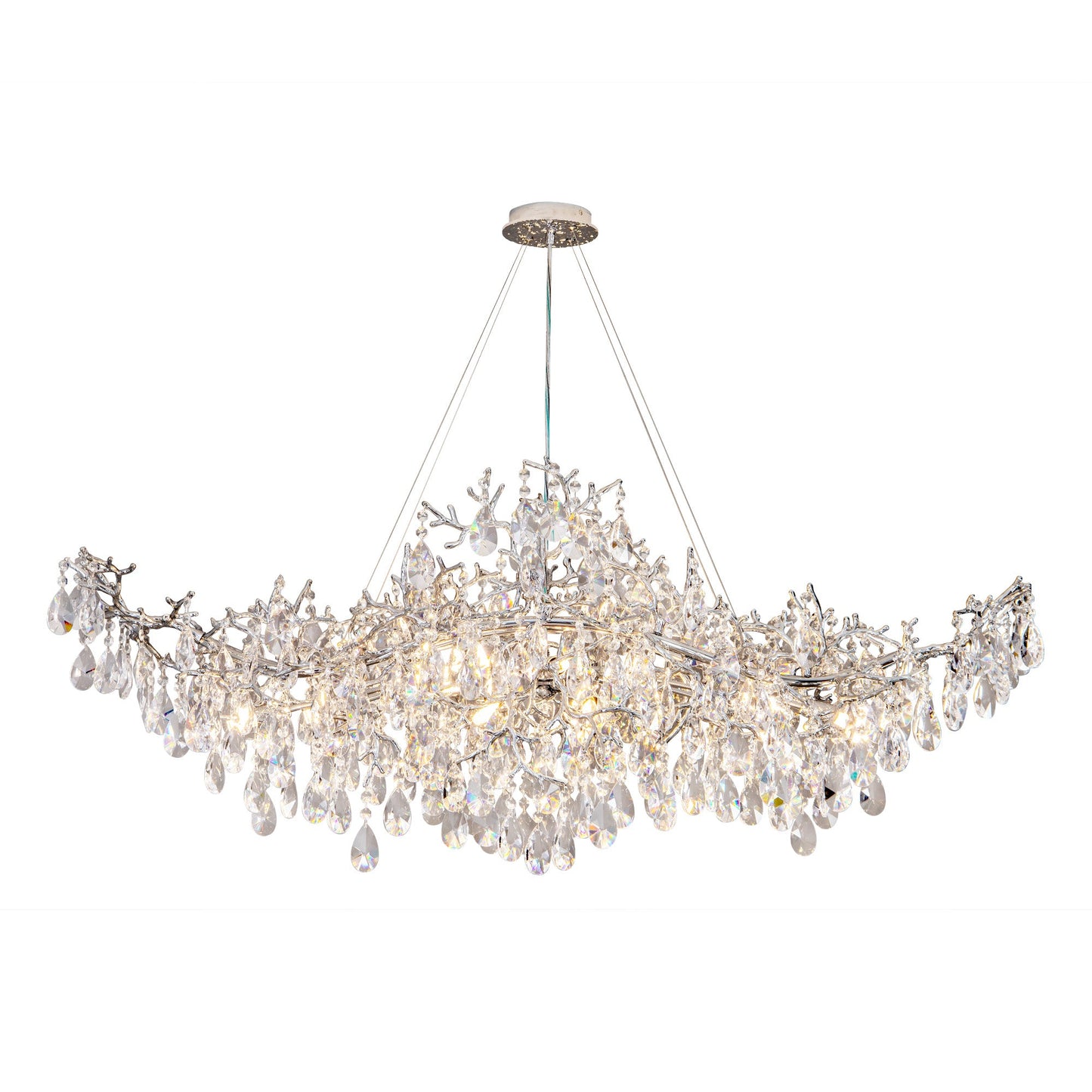 Modern Crystal Chandelier Silver / 60’’ 18 Lights