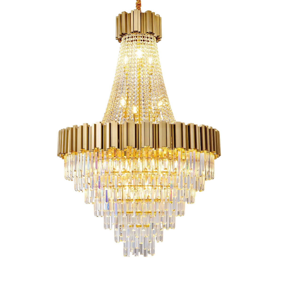 Modern circular K9 crystal chandelier Gold / H54in