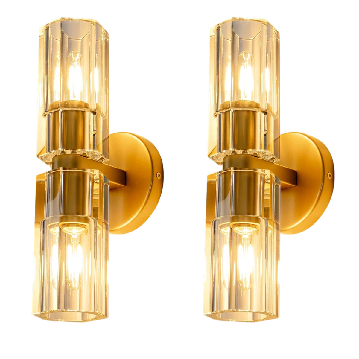 Modern Crystal Chandelier – Gold / Black – Multiple Sizes & Shapes Gold / Sconces - 2 Pack
