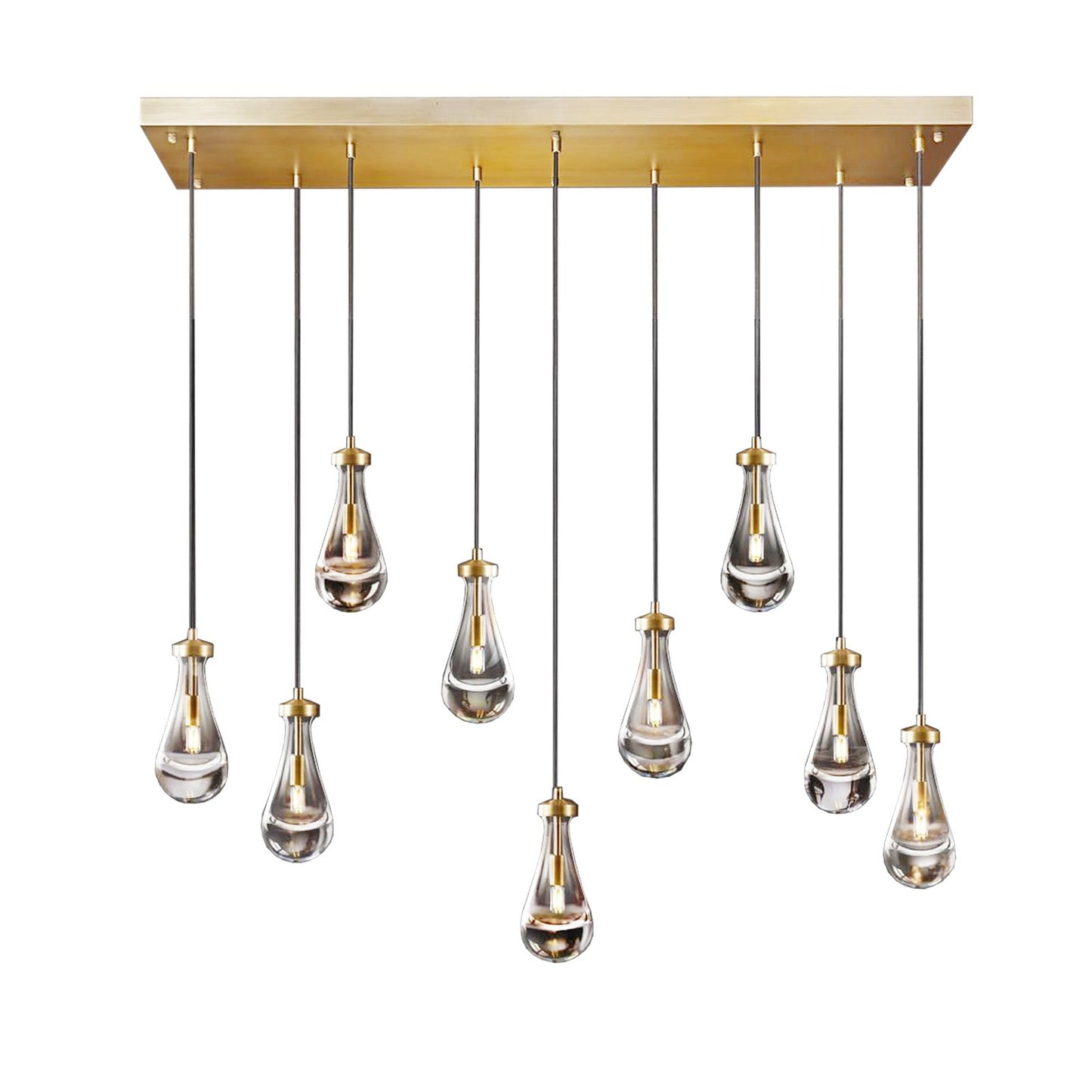 Raindrop-shaped island pendant lamp - 9 lamps