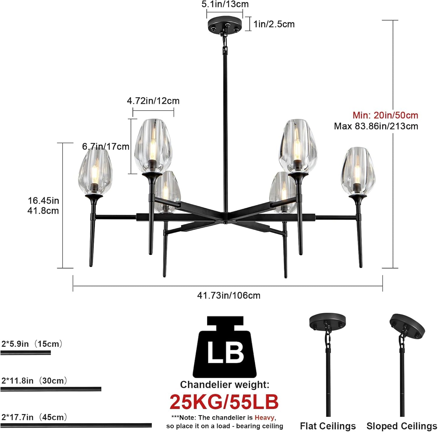 Modern tulip shaped crystal chandelier