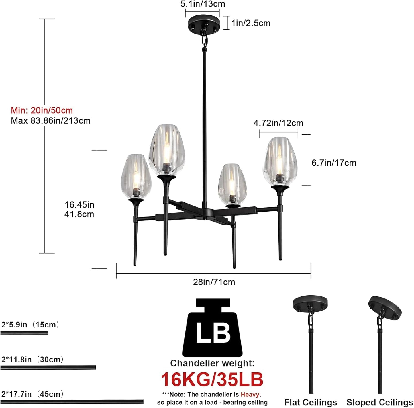 Modern tulip shaped crystal chandelier