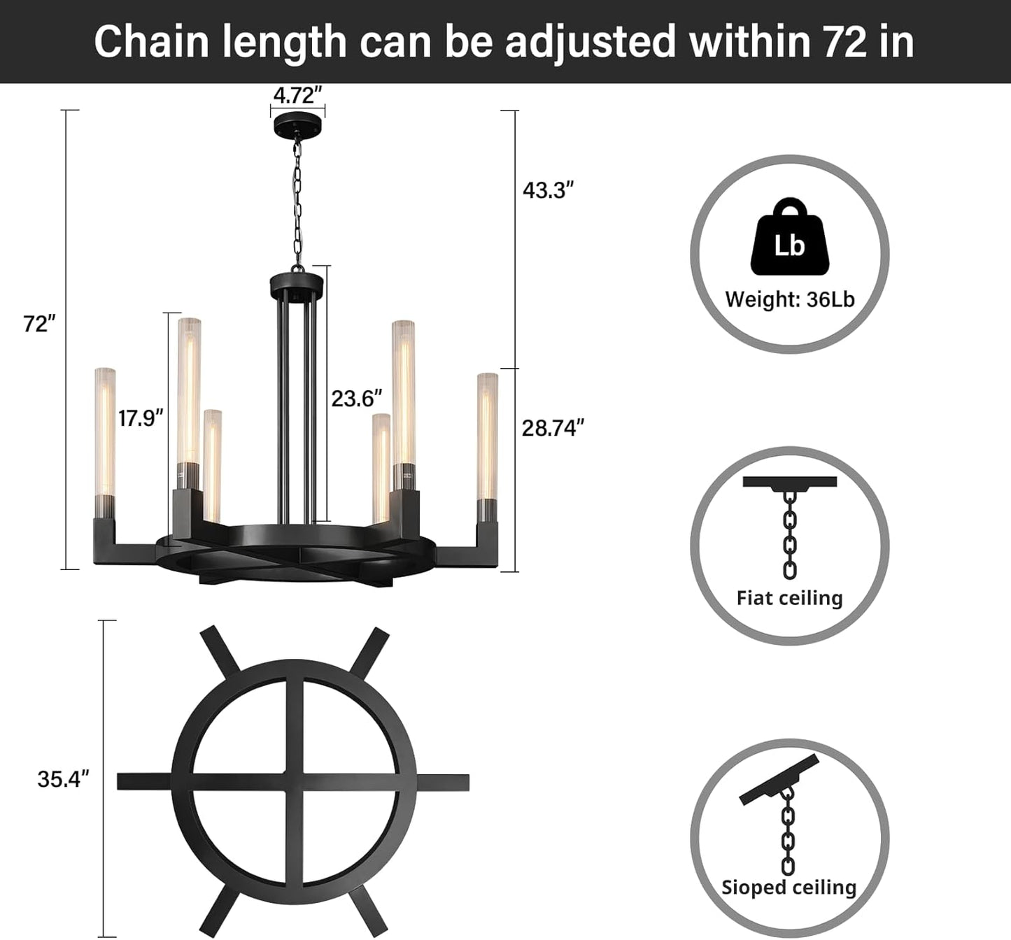Modern glass tube chandelier