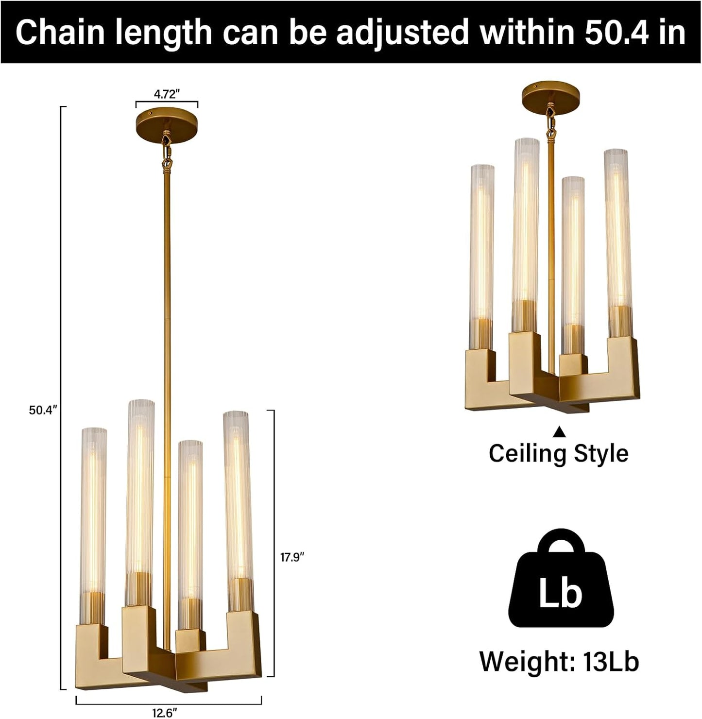 Modern glass tube chandelier