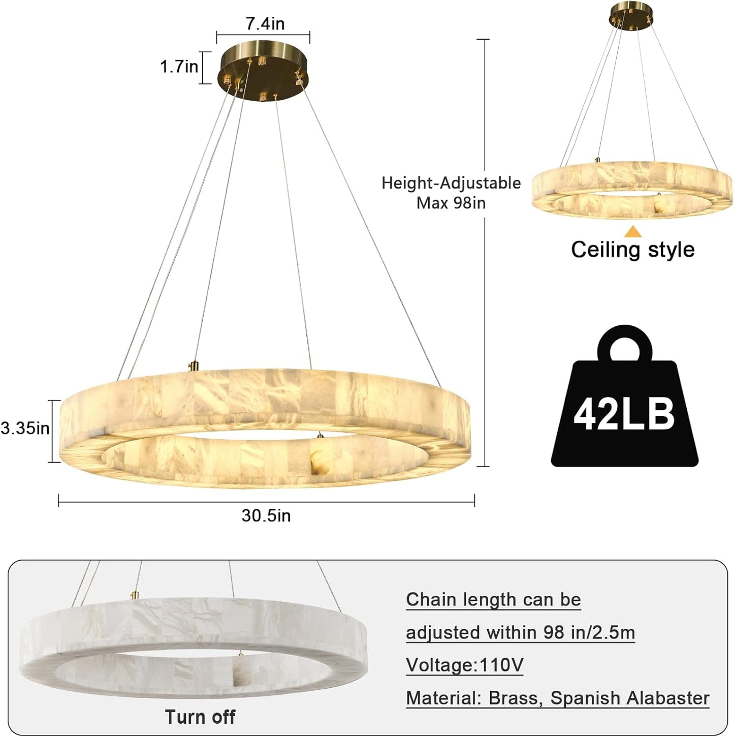 Modern alabaster chandelier