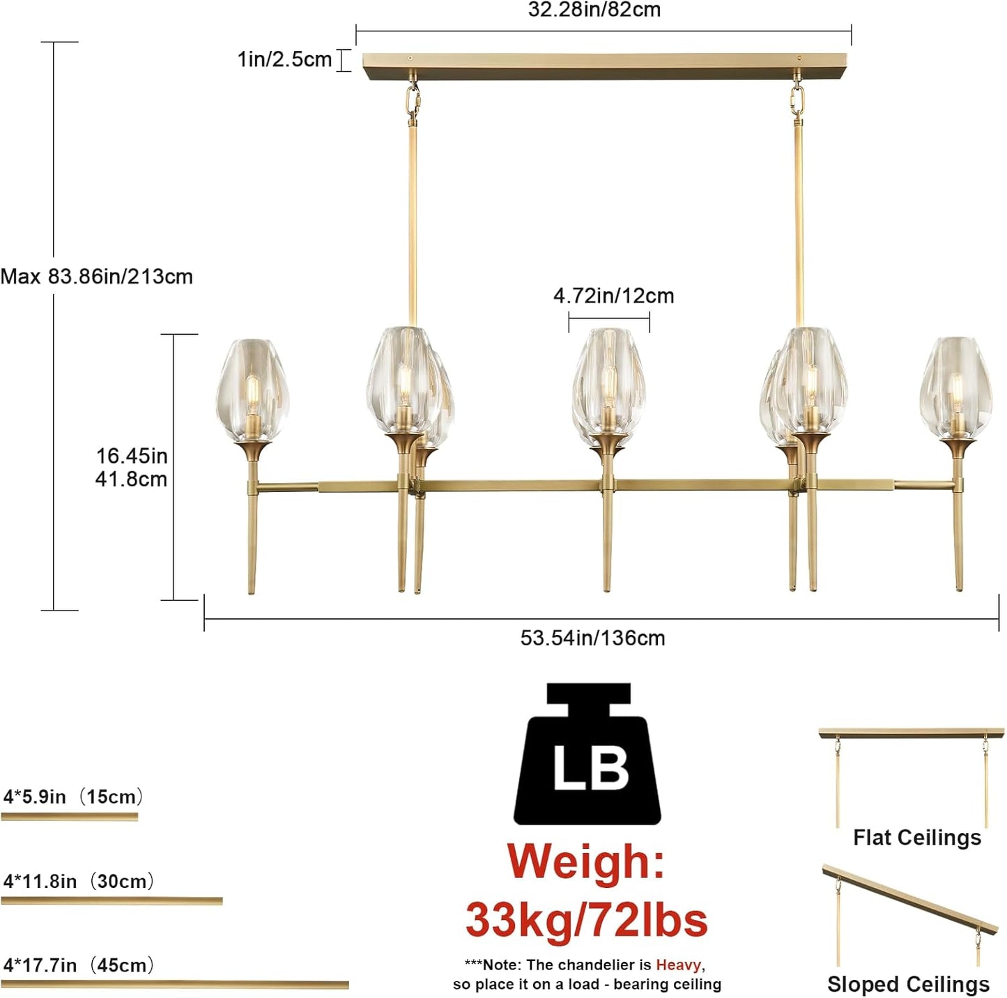 Modern tulip shaped crystal chandelier