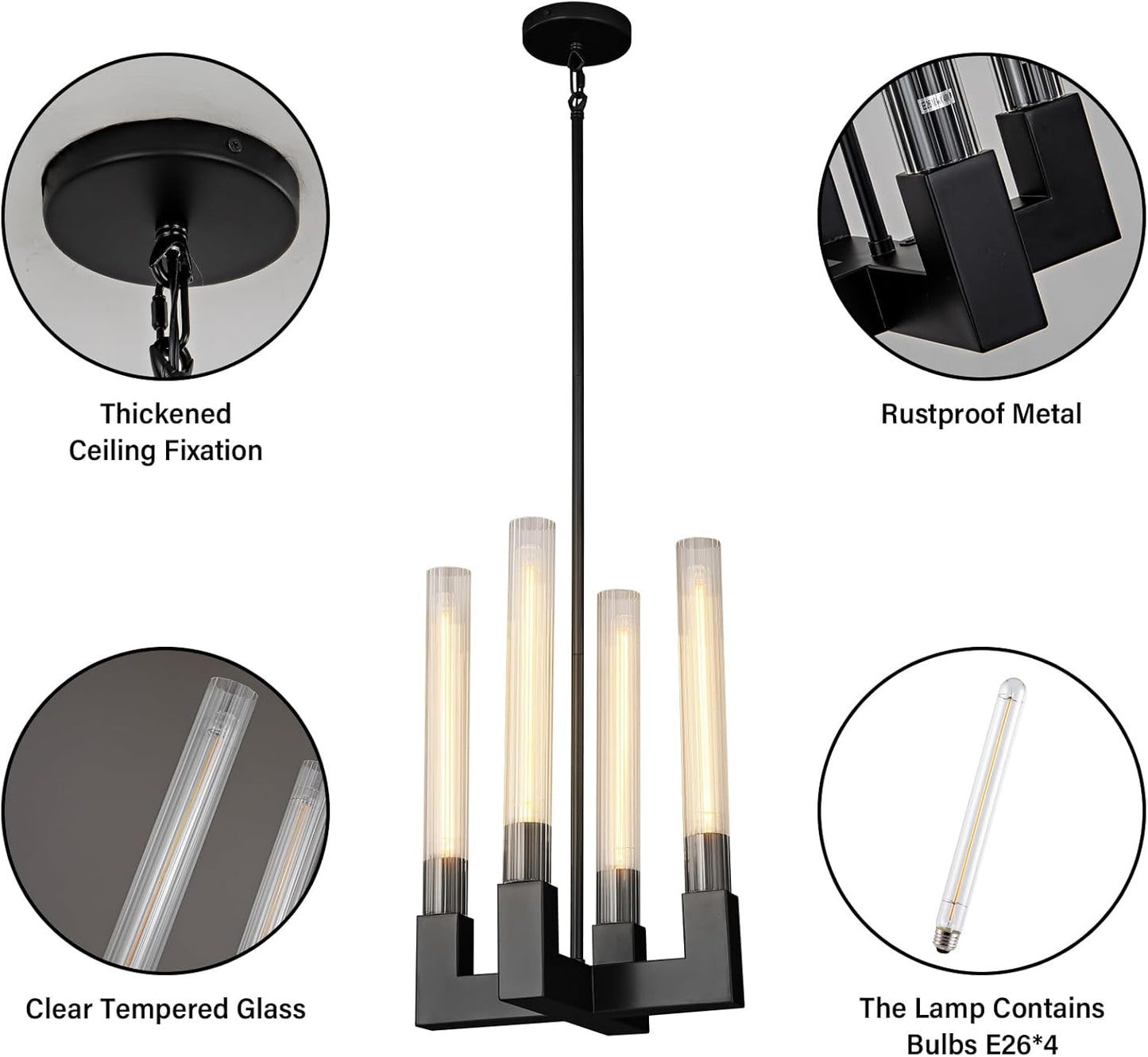 Modern glass tube chandelier