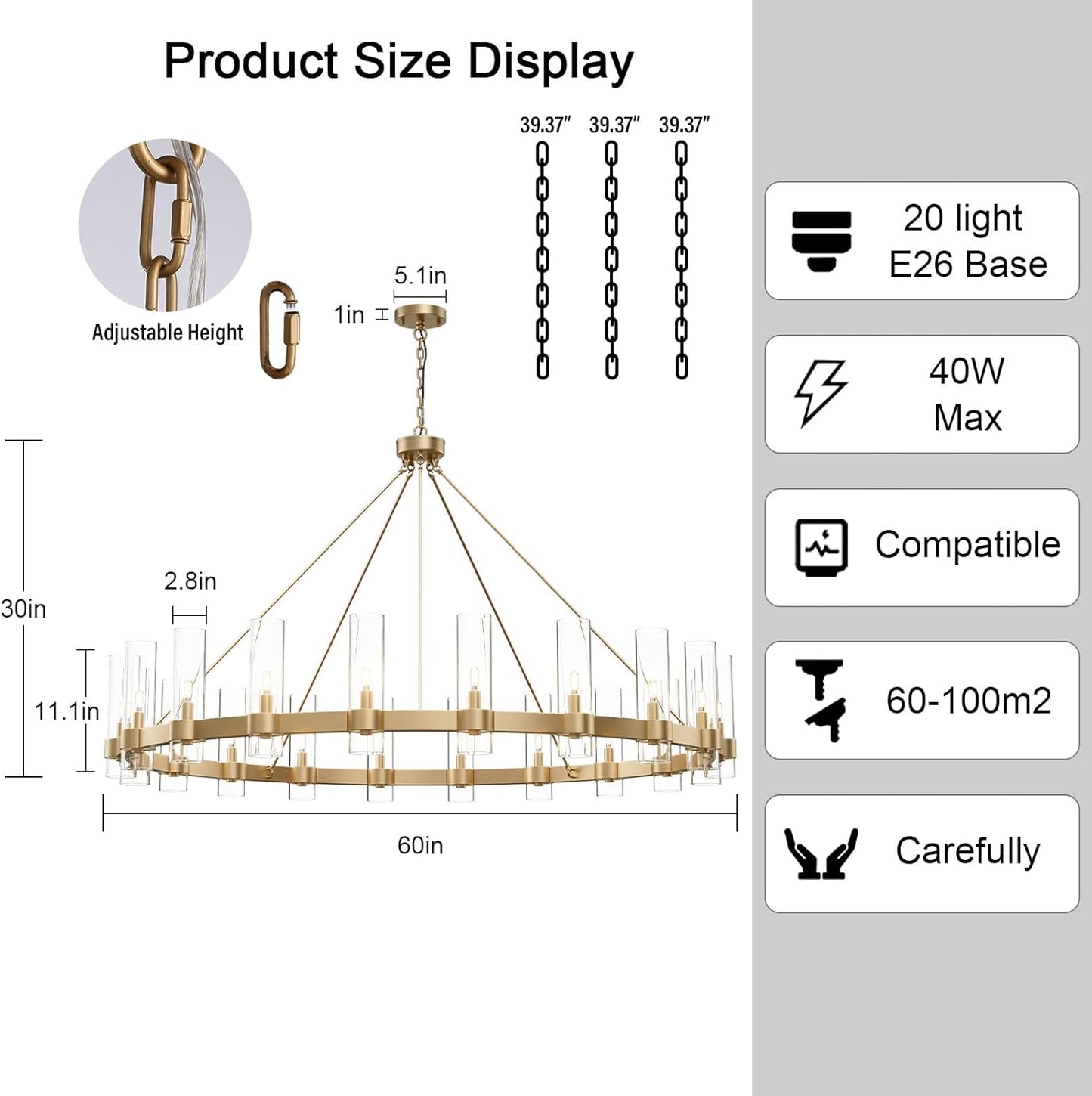 Copper plated modern glass lampshade chandelier