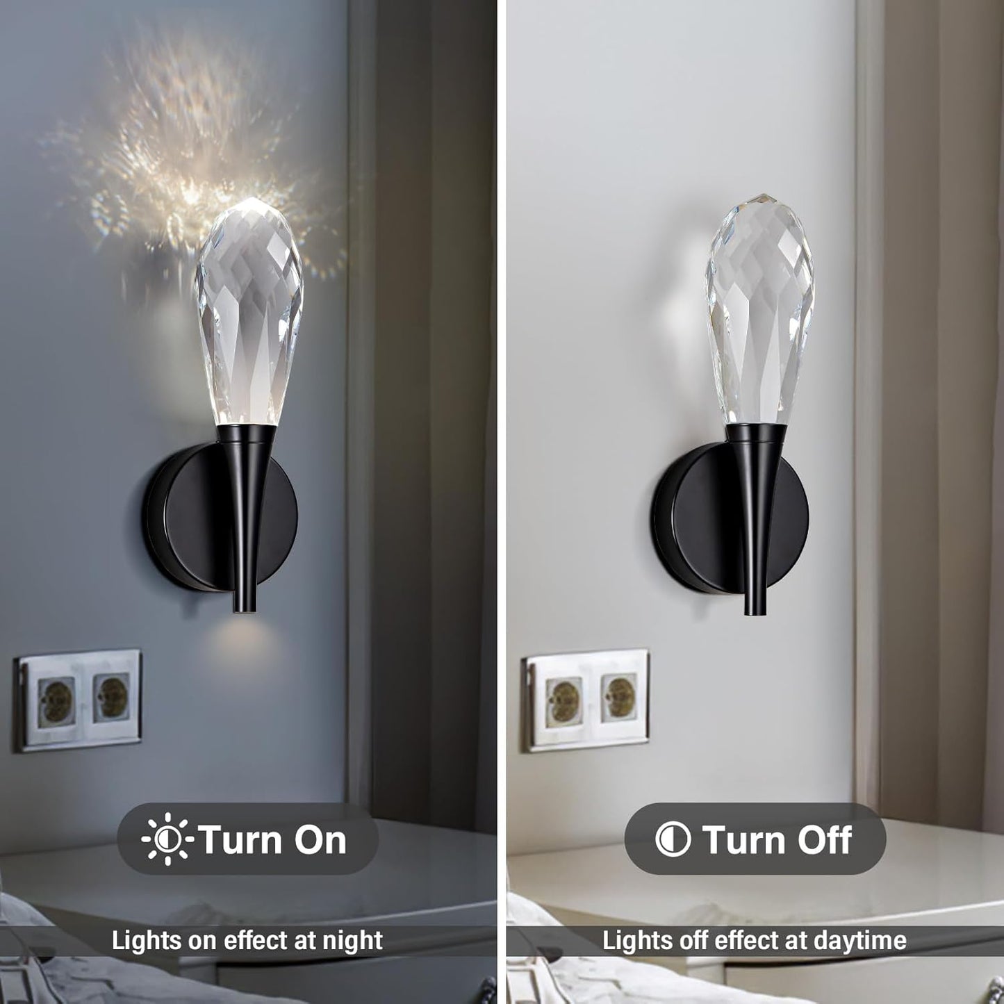 Modern bathroom vanity wall lamp in front of the mirror