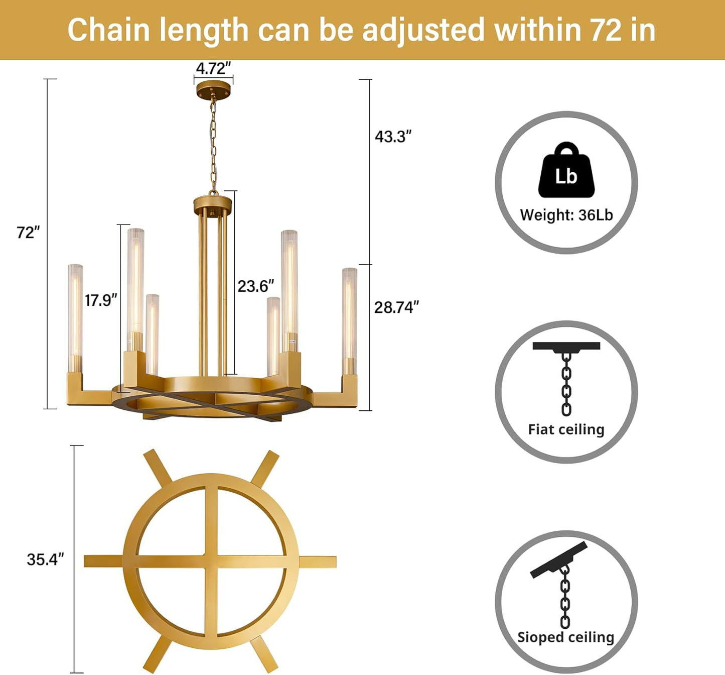 Modern glass tube chandelier