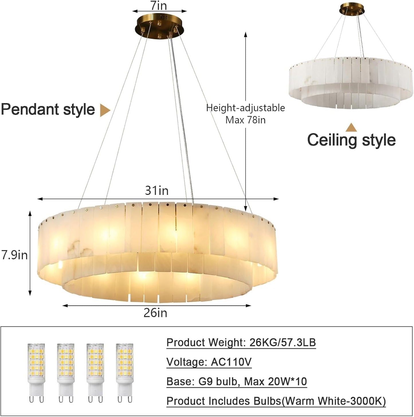 Modern alabaster chandelier