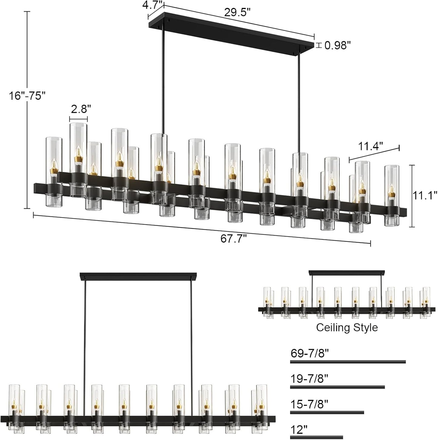 Copper plated modern glass lampshade chandelier