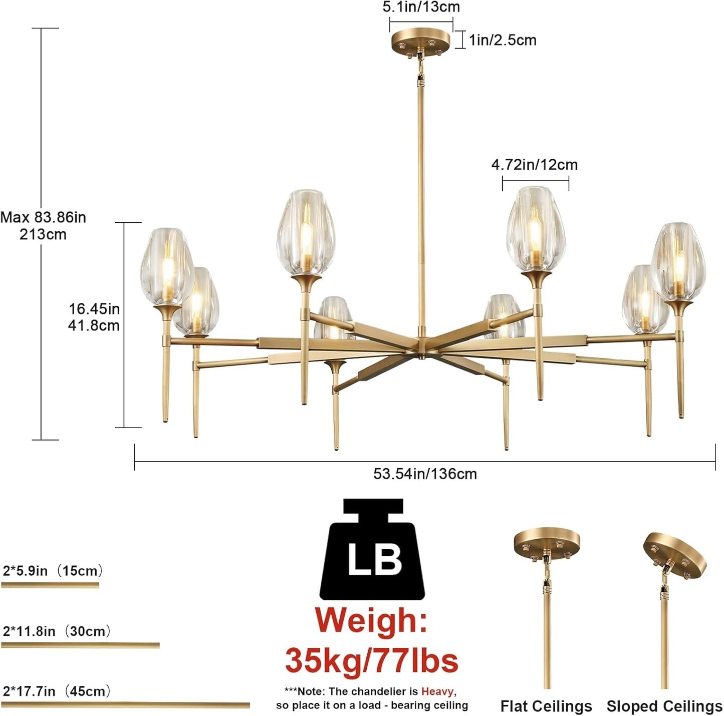 Modern tulip shaped crystal chandelier