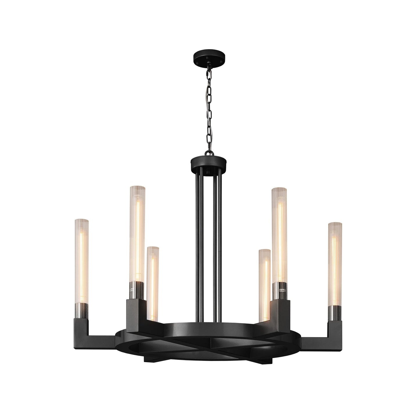 Modern glass tube chandelier Black / D35’’
