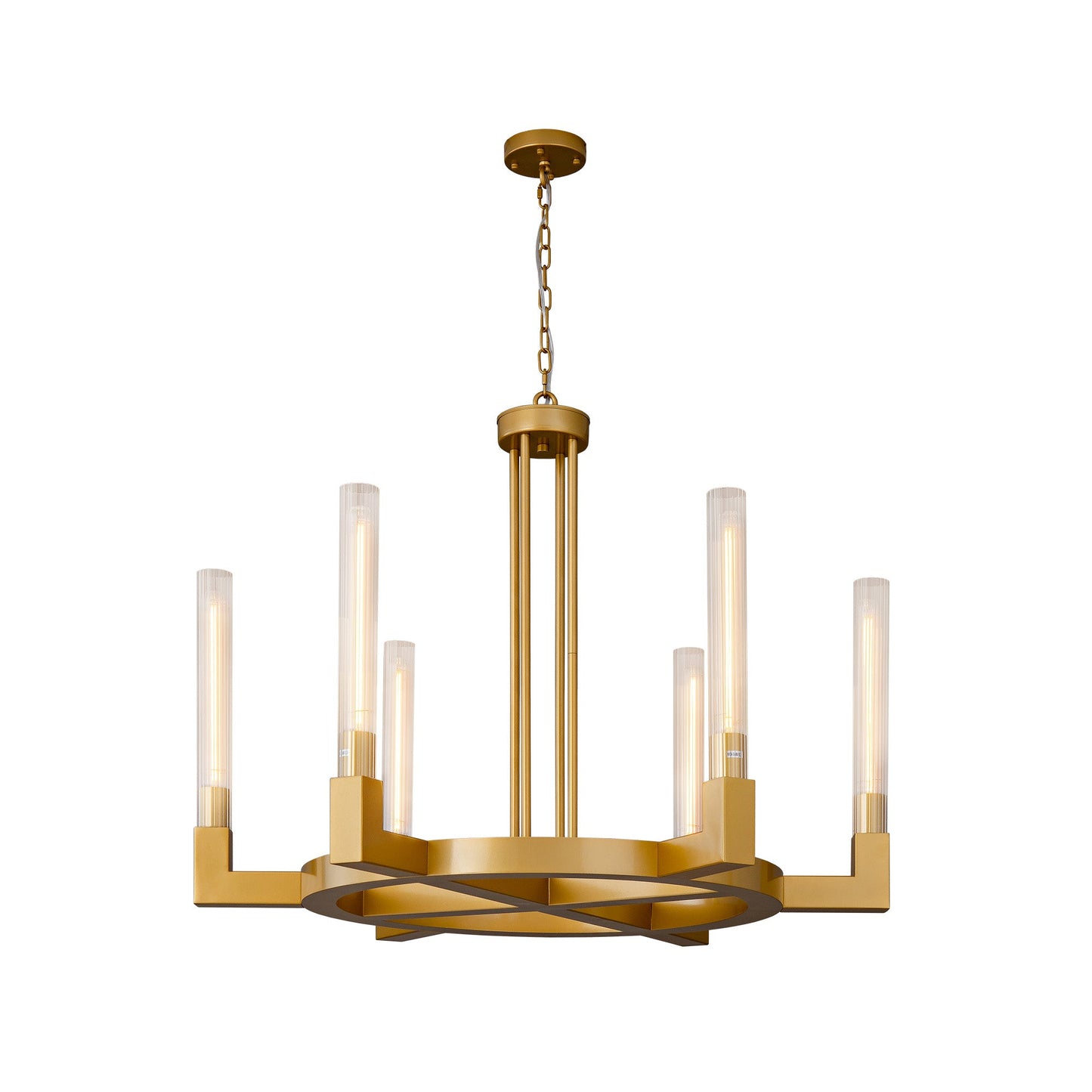 Modern glass tube chandelier Glod / D35’’