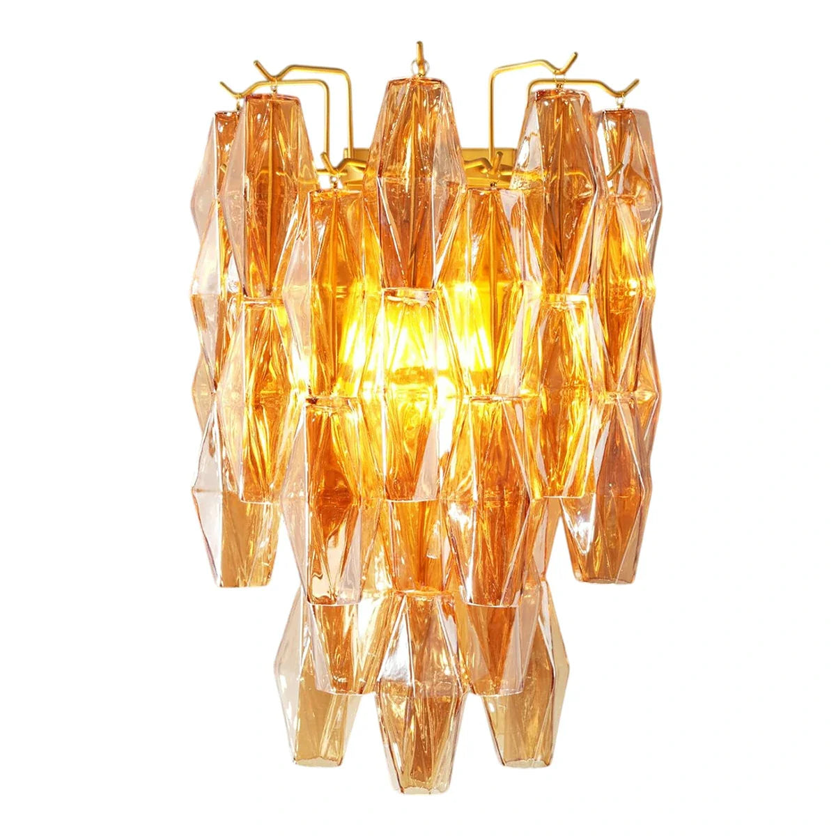 Tiered Smoke Blown Glass Brass Chandeliers Wall Lamp L14’’ / Gold
