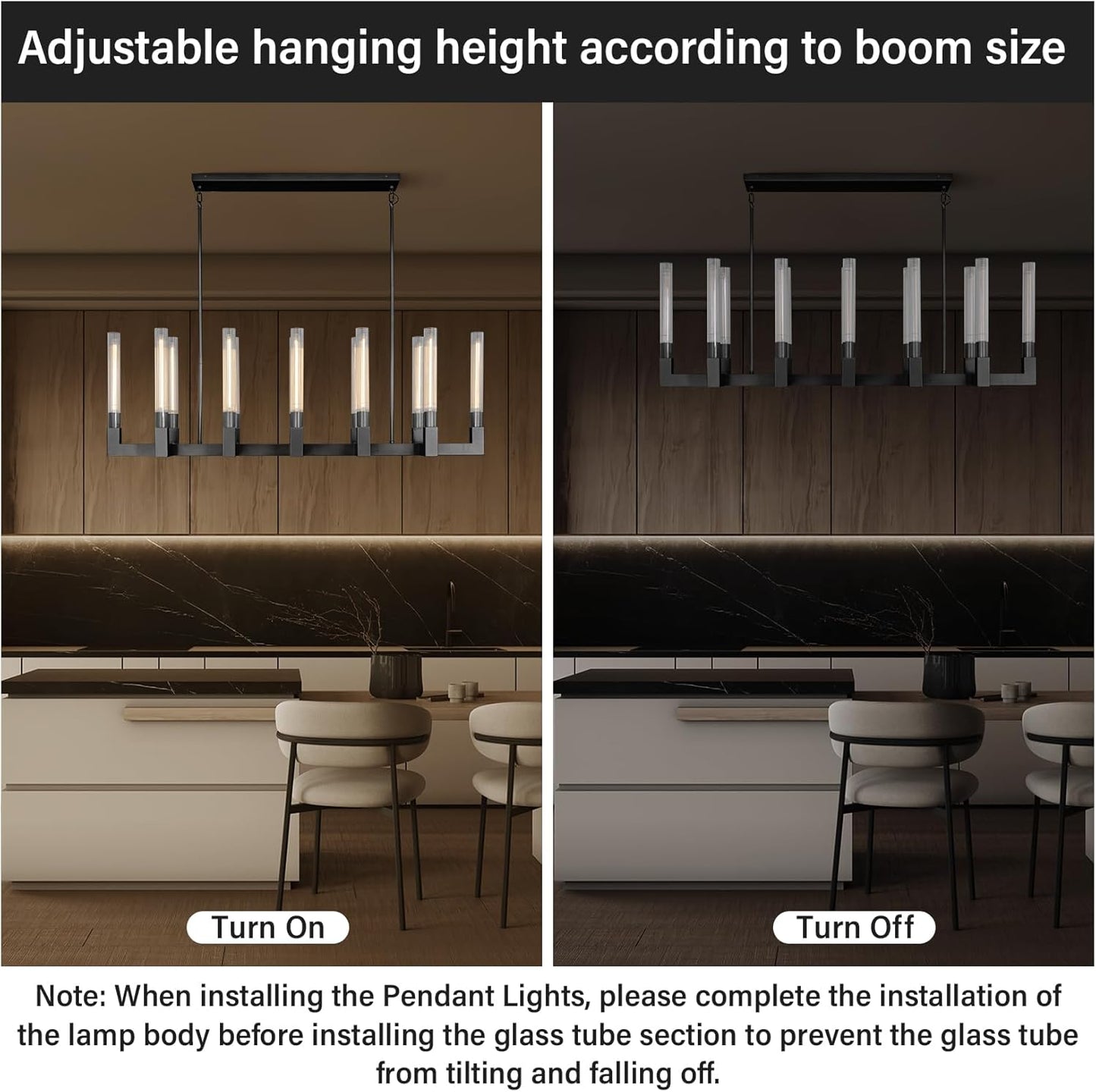 Modern glass tube chandelier