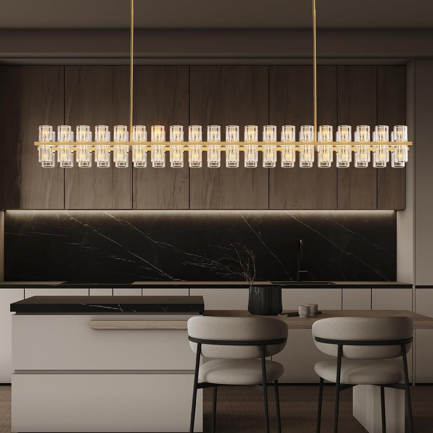 Modern Crystal Chandelier – Gold / Black – Multiple Sizes & Shapes