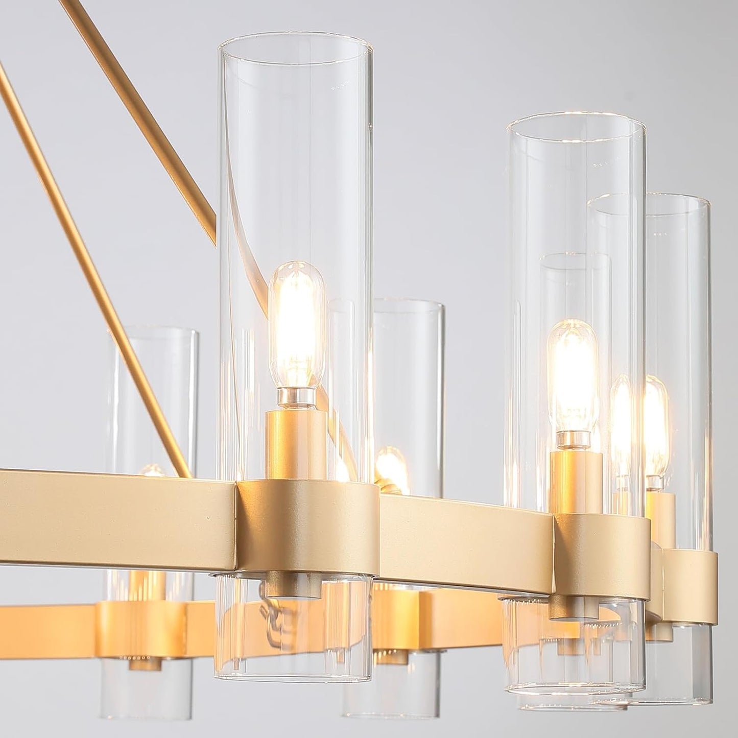 Copper plated modern glass lampshade chandelier