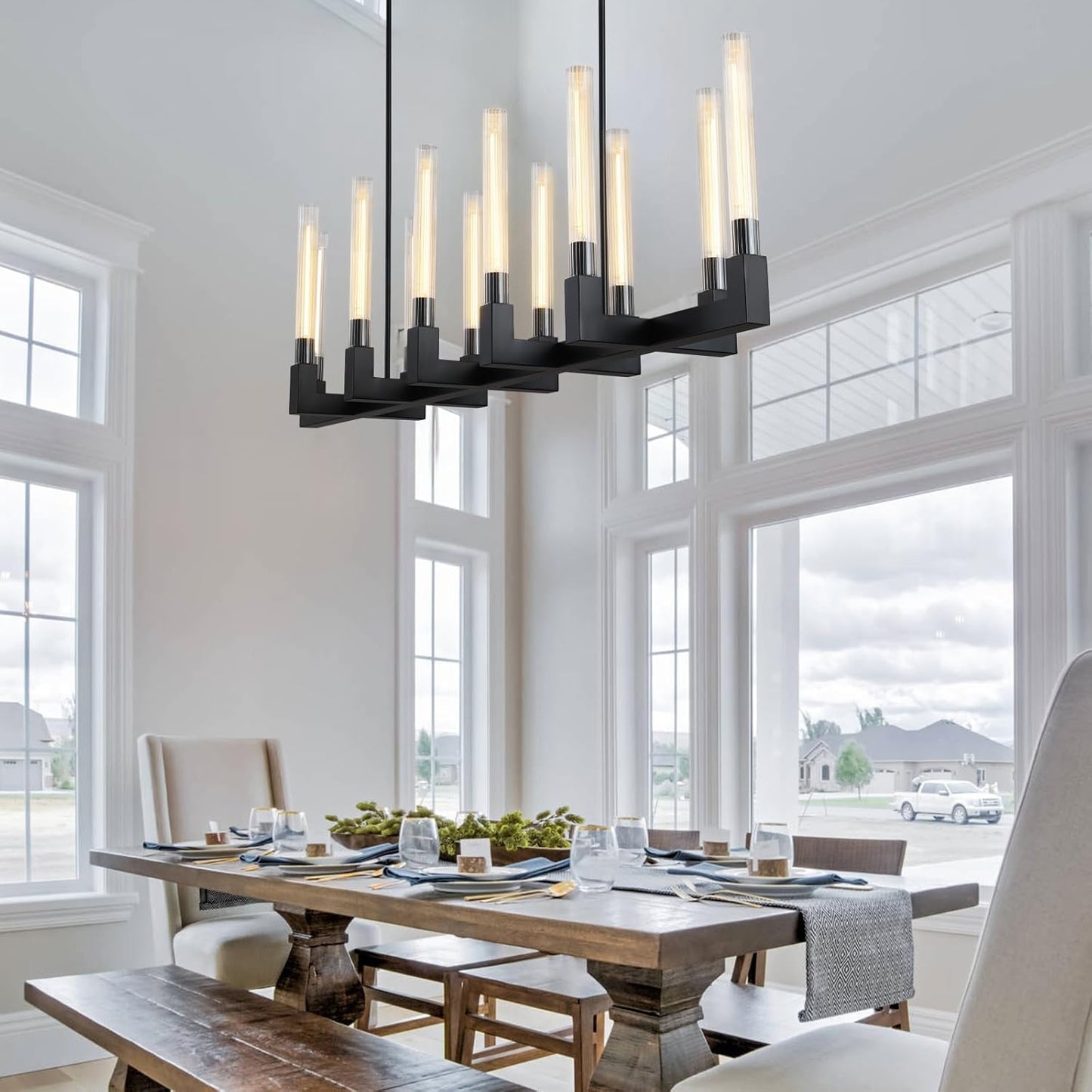 Modern glass tube chandelier