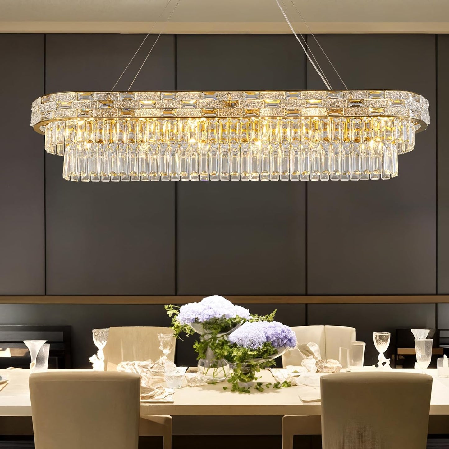 Golden round crystal chandelier Round D49.2’’
