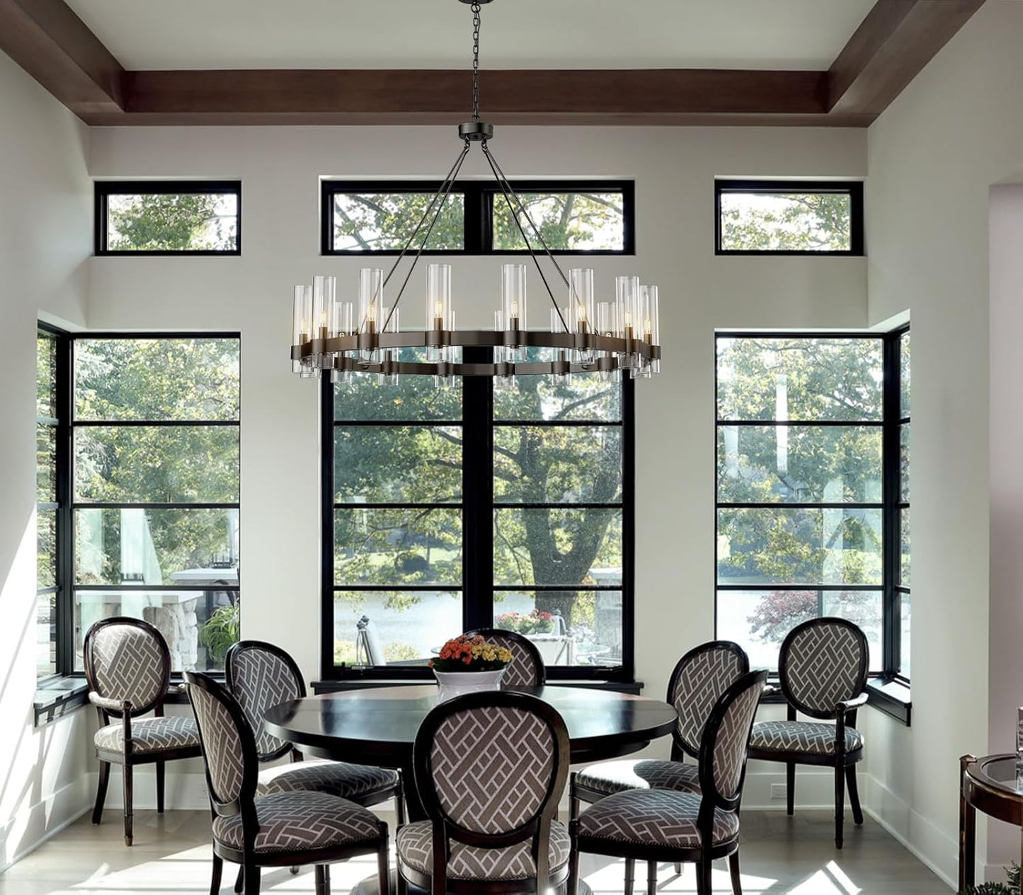 Copper plated modern glass lampshade chandelier