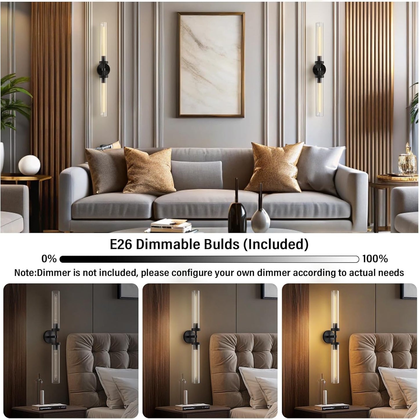 Modern glass tube wall lamp