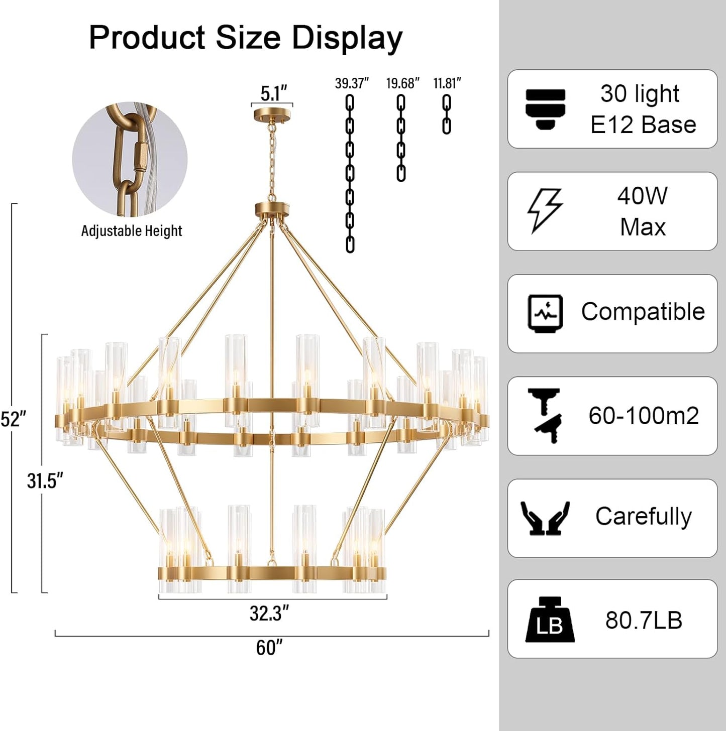 Copper plated modern glass lampshade chandelier