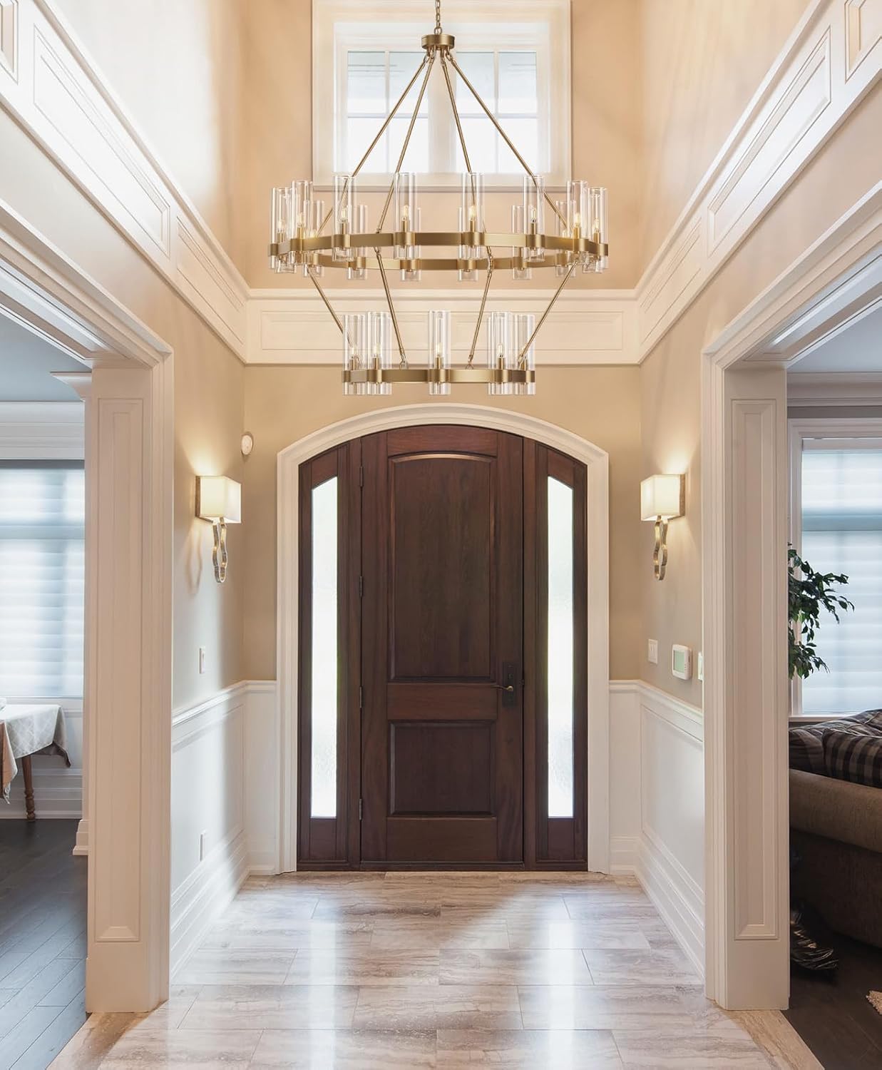 Copper plated modern glass lampshade chandelier