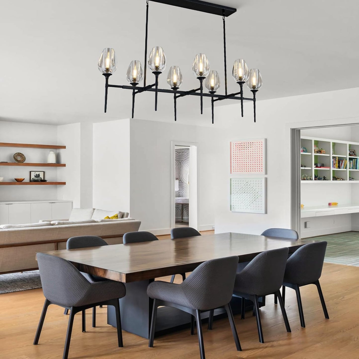 Modern tulip shaped crystal chandelier
