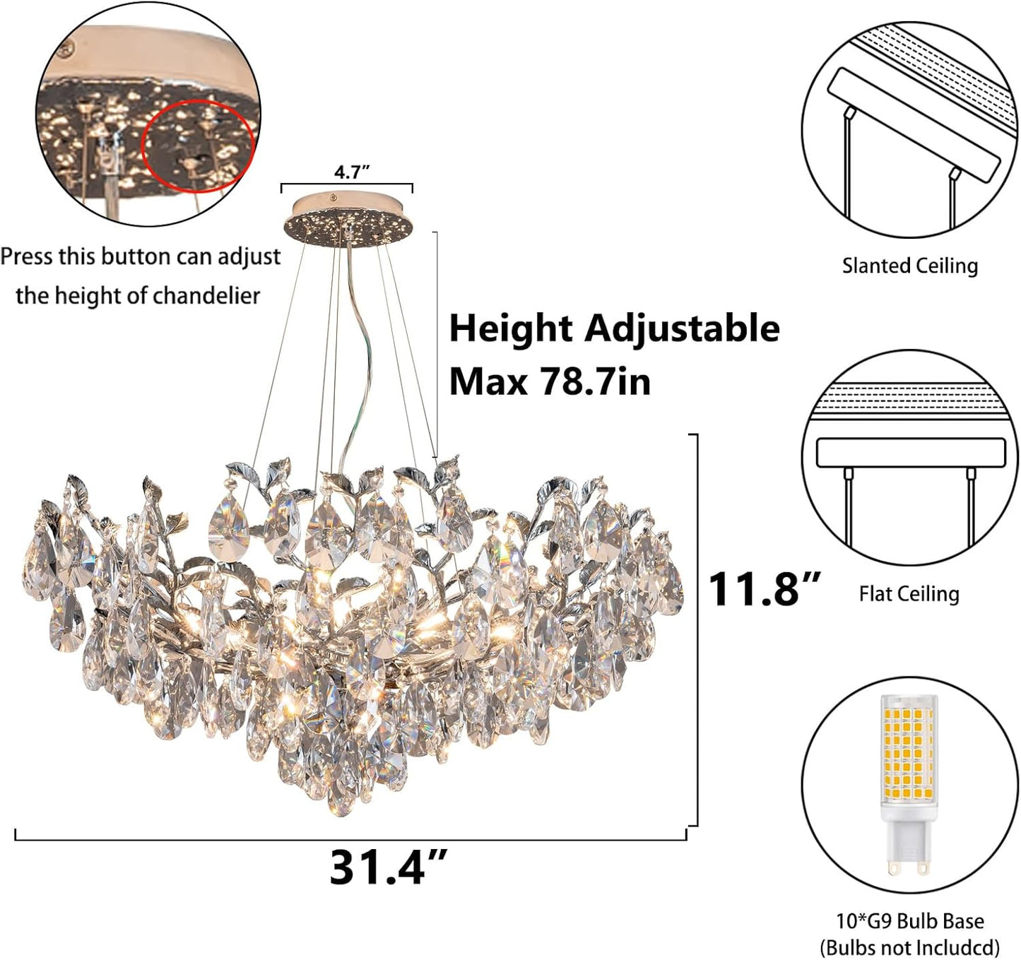 Modern crystal leaf-shaped chandelier