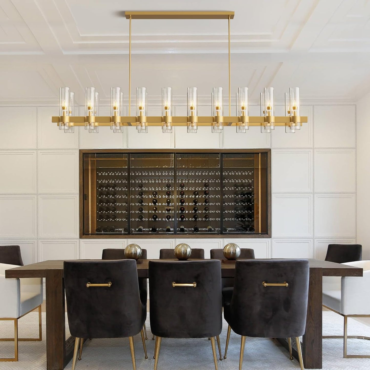Copper plated modern glass lampshade chandelier