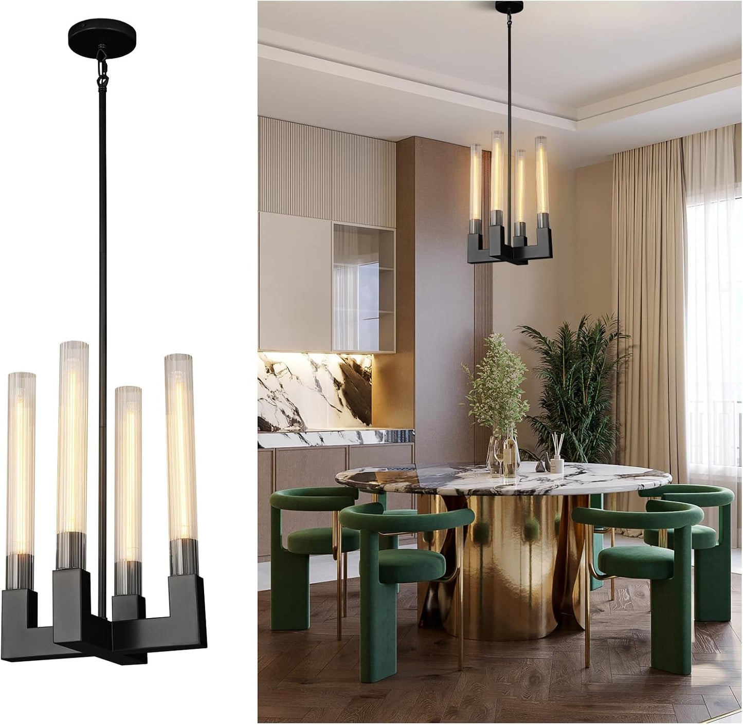 Modern glass tube chandelier