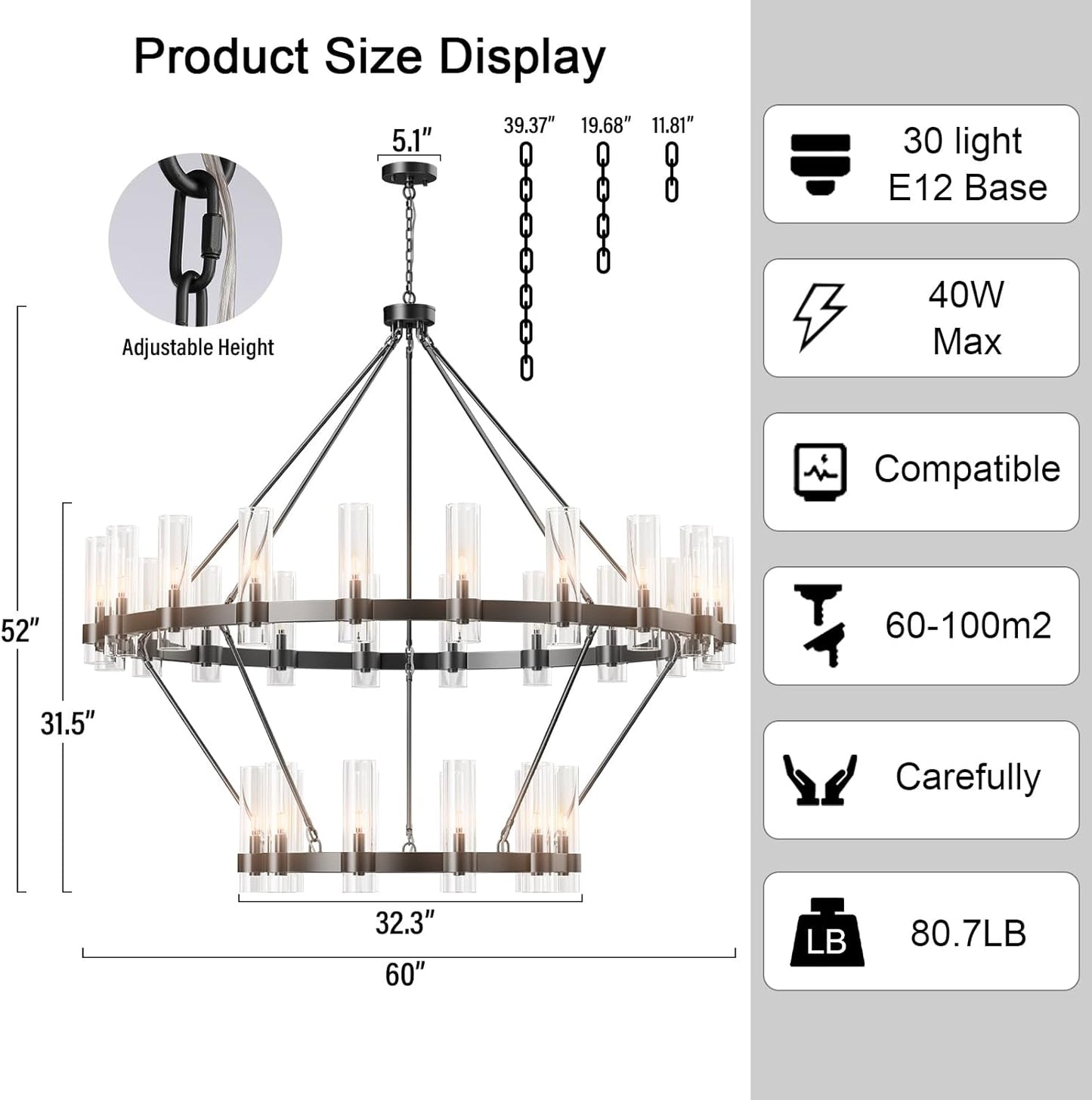 Copper plated modern glass lampshade chandelier